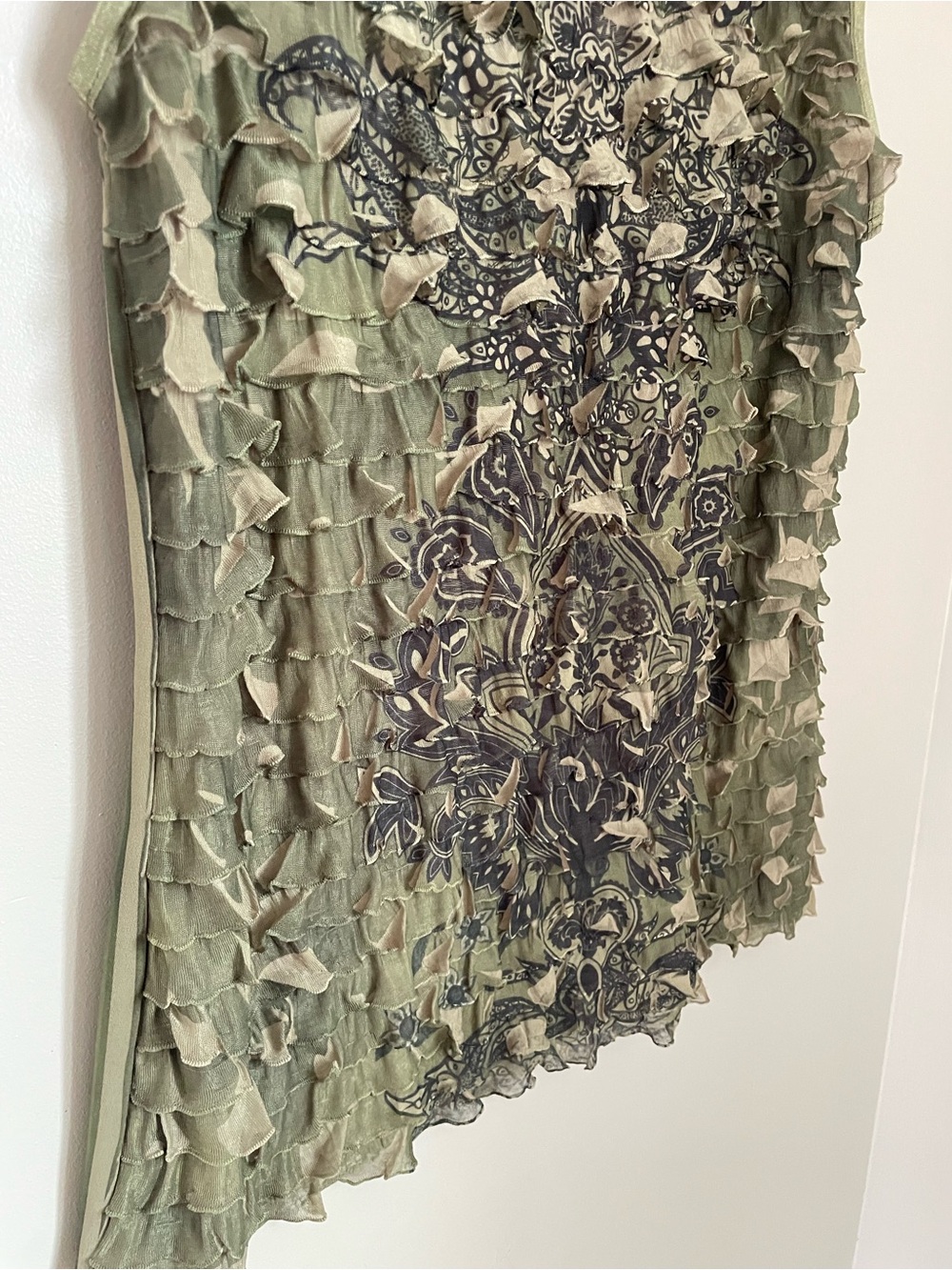 Sami + Jo Green Ruffled Paisely Tank Top Small Y2K Fairycore Boho Cottagecore - Picture 7 of 8
